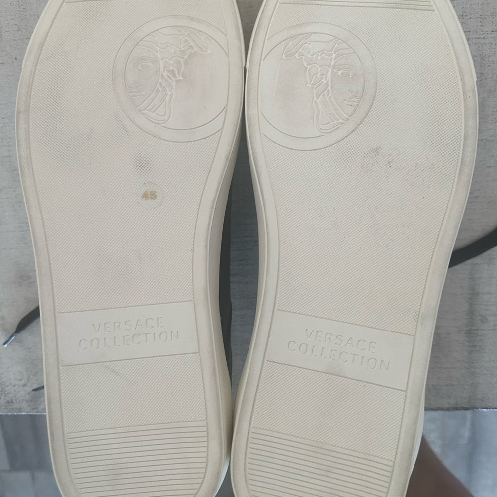 Authentic Versace Black Leather Sneakers with Silver Accents- NW - Picture 9 of 10